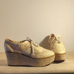 New Free People X Schutz Jules Woven Raffia Platform US 8.5